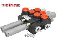 2 Bank Hydraulic Directional Control Valve 11gpm 40L cable kit 2x double acting