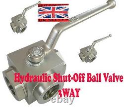 3WAY Hydraulic High Pressure Ball Valve shut off lever valve crank VARIOUS SIZE