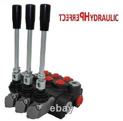 3 BANK Hydraulic Directional Control Valve 11gpm 40L Double Acting Cylinder