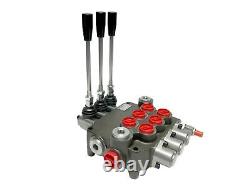 3 Spool Hydraulic Directional Control Valve Open Center 21 GPM 3600 PSI NEW