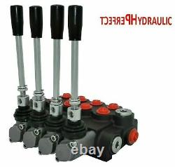 4 Spool Hydraulic Directional Control Valve 11gpm 40L 2x Single 2x Double Acting