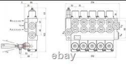 5 Spool Hydraulic Directional Control Valve 11gpm 40L Double Acting Cylinder DA