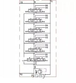 6 Bank Hydraulic Directional Control Valve 11gpm 40L 1xSingle 5xDouble Acting ex