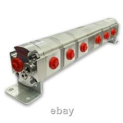 Geared Hydraulic Flow Divider 6 Way Valve, 8.5cc/Rev, with Centre Inlet