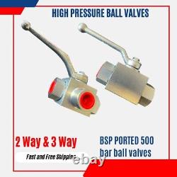 HYDRAULIC BALL VALVE HIGH PRESSURE 2 & 3 WAY OPTIONS 1/4 to 1 BSP 500 Bar