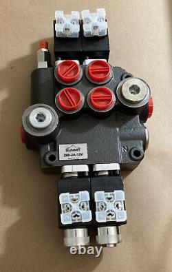 Hydraulic Monoblock Solenoid Directional Control Valve, 2 Spool, 21 GPM, 12V DC