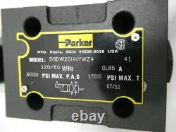 Parker D3DW20HNYWZ4 Hydraulic Directional Control Valve 1500psi 120v-ac