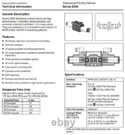 Parker Directional Hydraulic Control Valve D3W D3W001CNYP 120/60 110/50